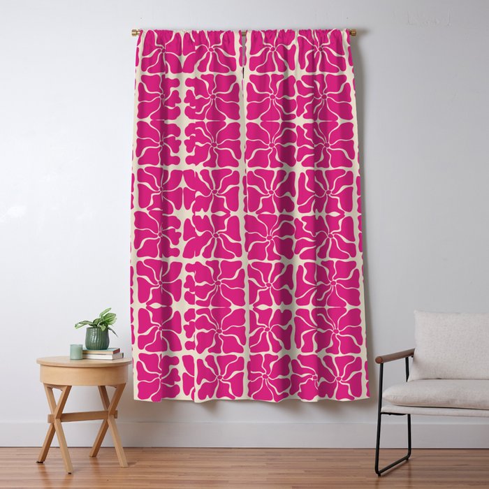 Monochrome fuchsia pink flowers Window Curtain Gallery Image 1