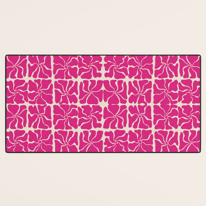 Monochrome fuchsia pink flowers Desk Mat Gallery Image 3