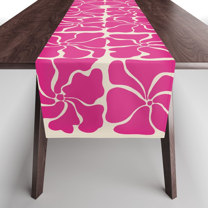 Monochrome fuchsia pink flowers Table Runner Gallery Image 1