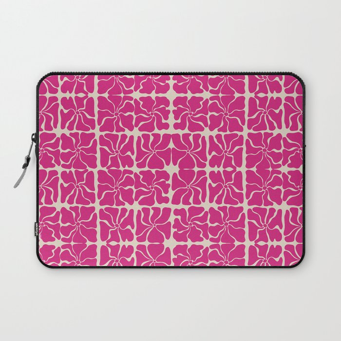 Monochrome fuchsia pink flowers Laptop Sleeve Gallery Image 1