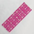 Monochrome fuchsia pink flowers Yoga Mat Gallery Image 1