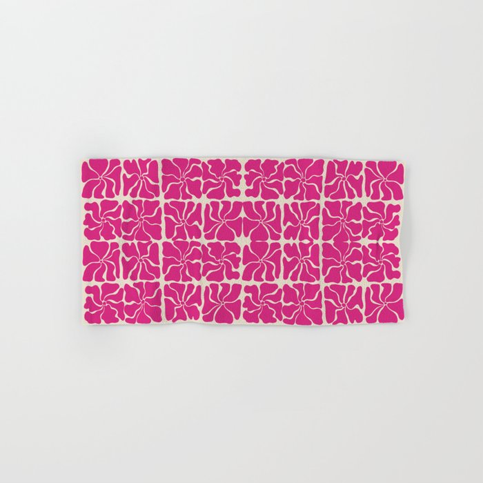 Monochrome fuchsia pink flowers Bath Towel Gallery Image 1