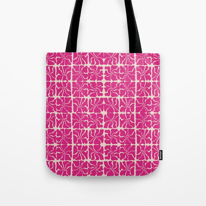 Monochrome fuchsia pink flowers Tote Bag Gallery Image 1