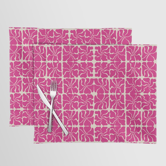 Monochrome fuchsia pink flowers Placemat Gallery Image 1