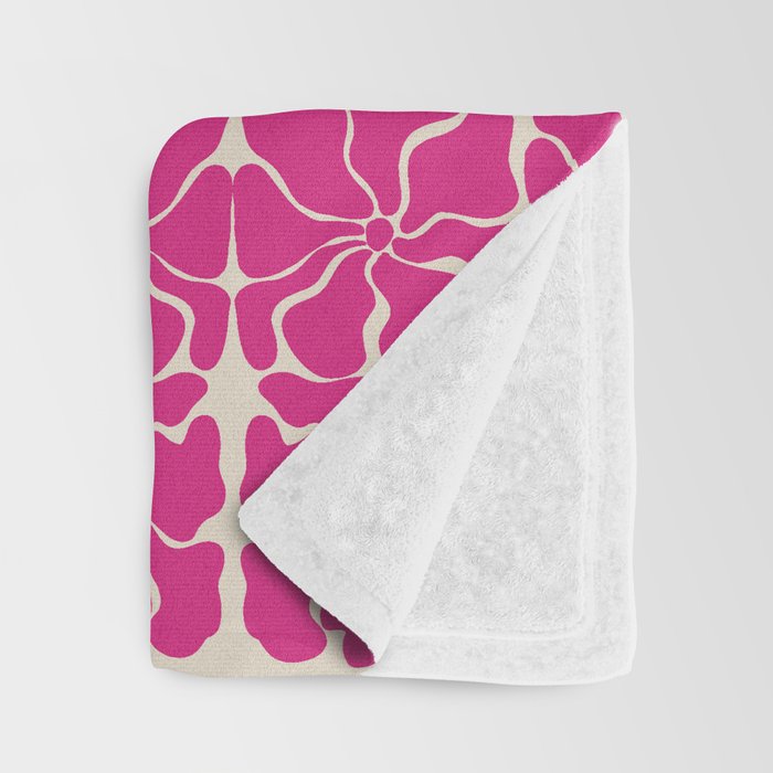 Monochrome fuchsia pink flowers Throw Blanket Gallery Image 3