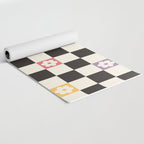 Colorful Flowers Black&White Checker Yoga Mat Gallery Image 2