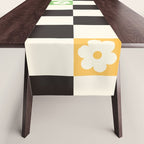 Colorful Flowers Black&White Checker Table Runner Gallery Image 1