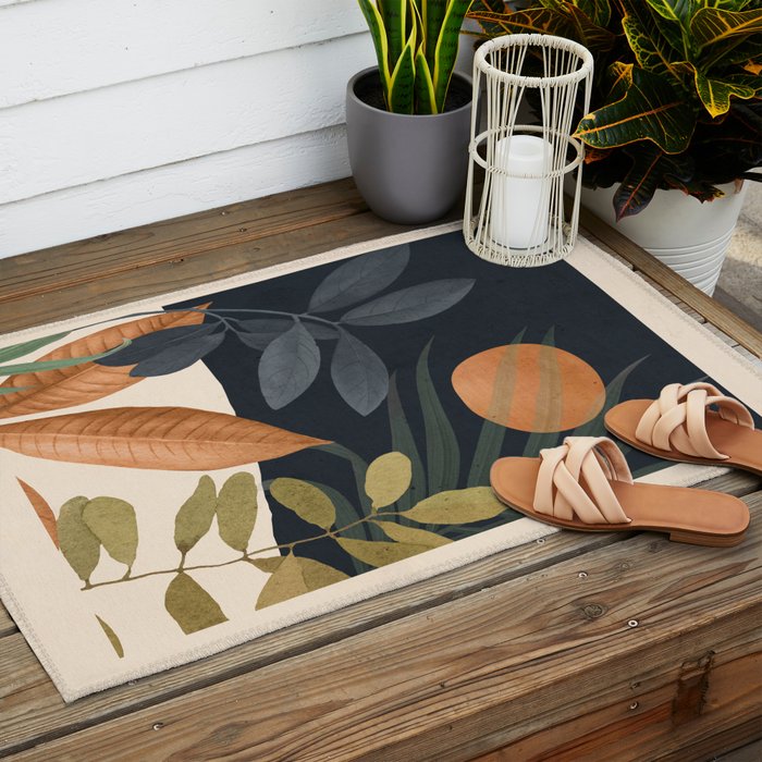 Abstract Art Tropical Leaves 122 Outdoor Rug Gallery Image 2