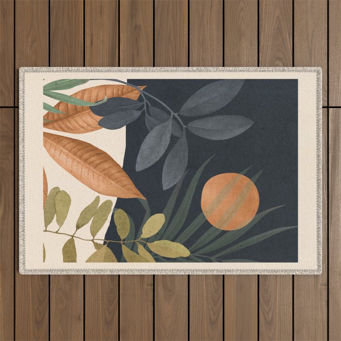 Abstract Art Tropical Leaves 122 Outdoor Rug Gallery Image 1