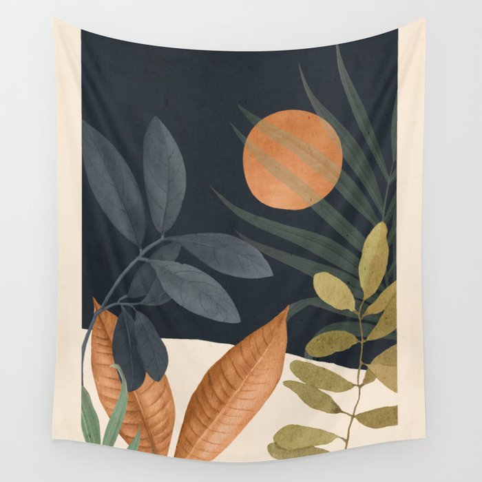 Abstract Art Tropical Leaves 122 Wall Tapestry Gallery Image 1