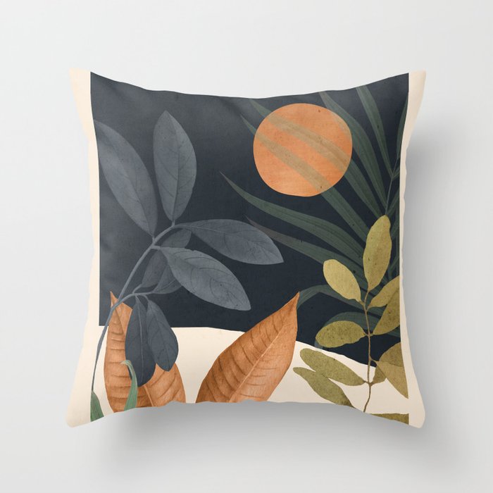 Abstract Art Tropical Leaves 122 Throw Pillow Gallery Image 1