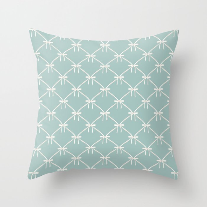 Bows & Ribbons Pattern XXVIII Pastel Mint Green Throw Pillow Gallery Image 6