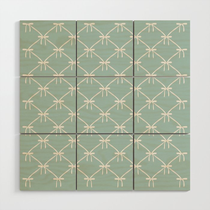 Bows & Ribbons Pattern XXVIII Pastel Mint Green Wood Wall Art Gallery Image 1