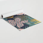 Exotic Golden Jungle Leopard & Pink Palm Leaf Geometric Pattern Yoga Mat Gallery Image 2