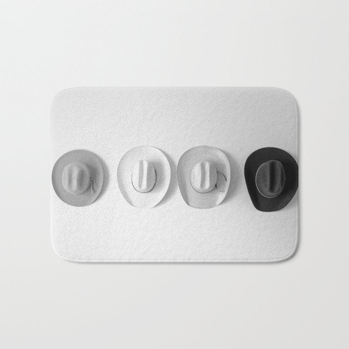 Cowboy Hat Wall - Black and White Bath Mat Gallery Image 1