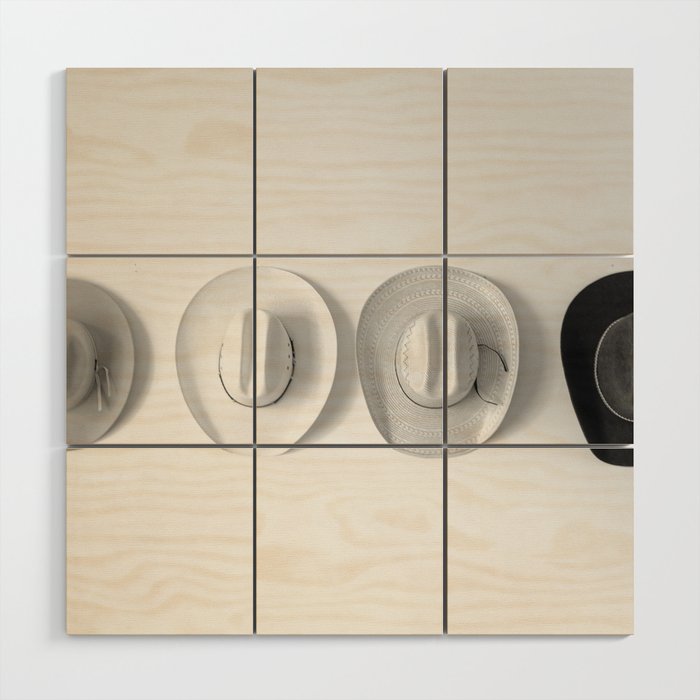 Cowboy Hat Wall - Black and White Wood Wall Art Gallery Image 1