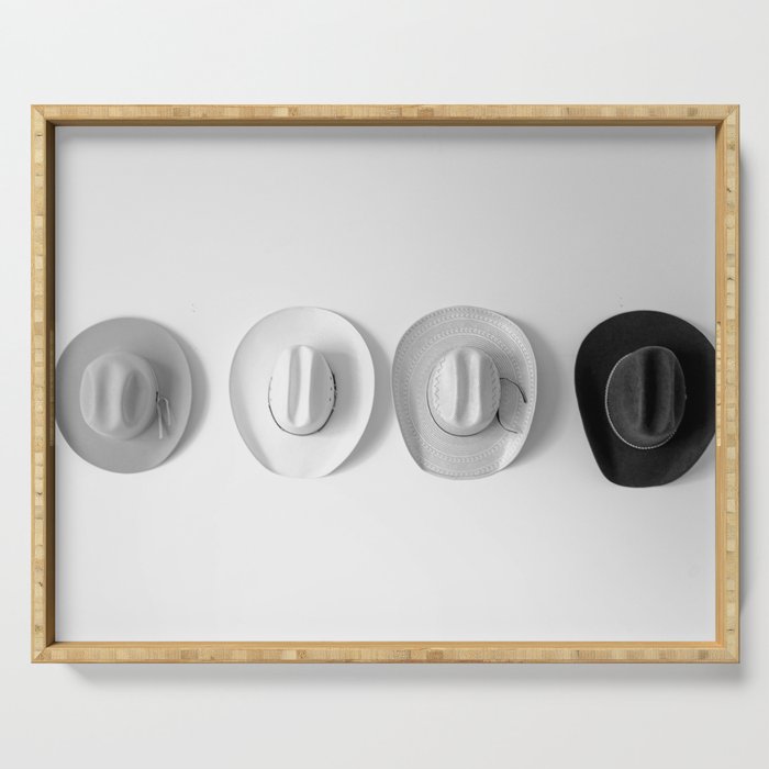 Cowboy Hat Wall - Black and White Serving Tray Gallery Image 1