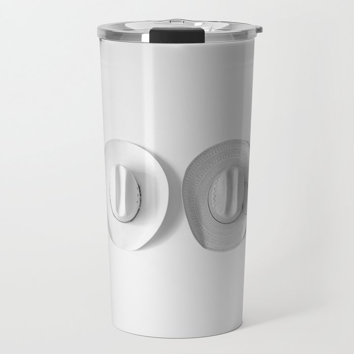 Cowboy Hat Wall - Black and White Travel Mug Gallery Image 1