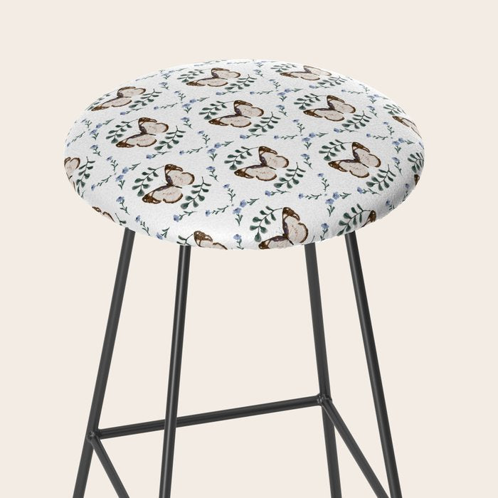 Elegant Watercolor Butterfly with Botanical Frame Stool Gallery Image 2