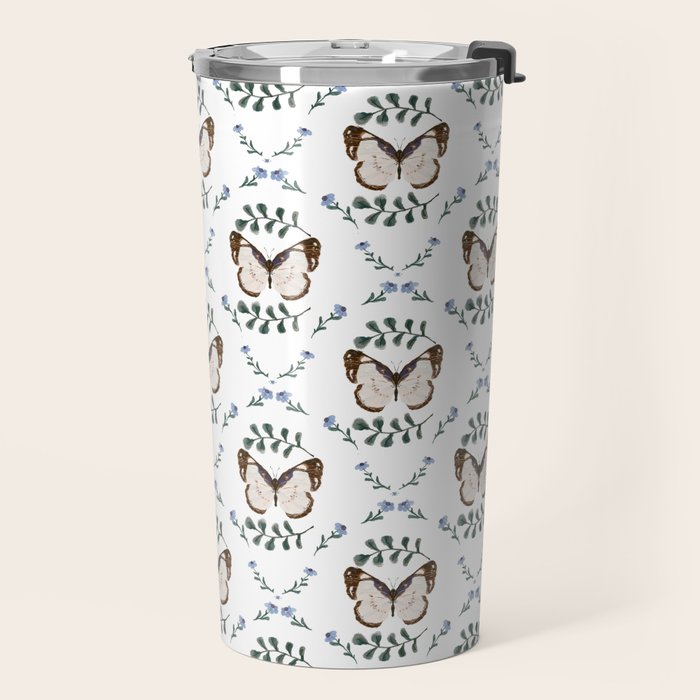 Elegant Watercolor Butterfly with Botanical Frame Travel Mug Gallery Image 2
