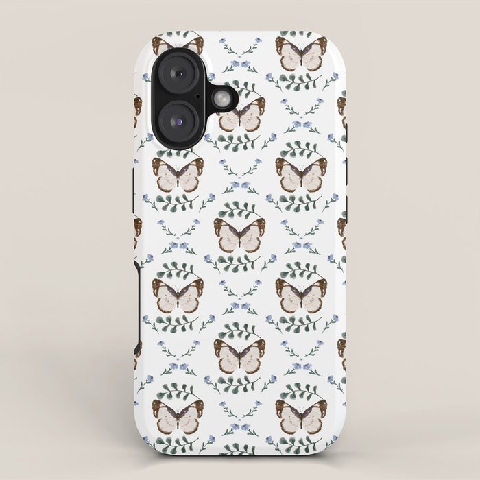 Elegant Watercolor Butterfly with Botanical Frame iPhone Case Gallery Image 1