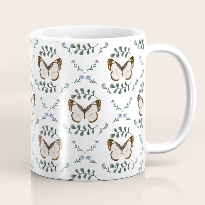 Elegant Watercolor Butterfly with Botanical Frame Coffee Mug Gallery Image 1