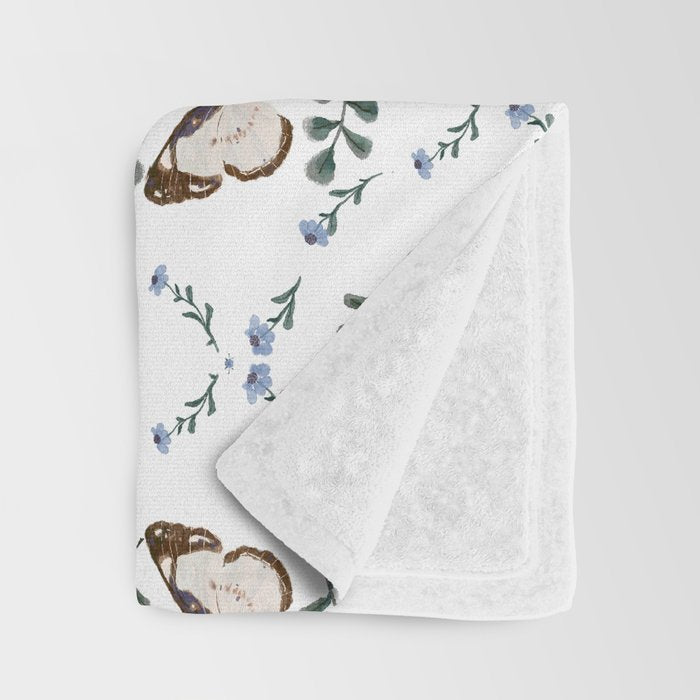 Elegant Watercolor Butterfly with Botanical Frame Throw Blanket Gallery Image 3