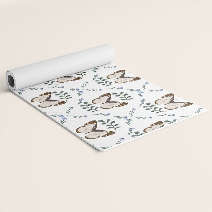 Elegant Watercolor Butterfly with Botanical Frame Yoga Mat Gallery Image 2