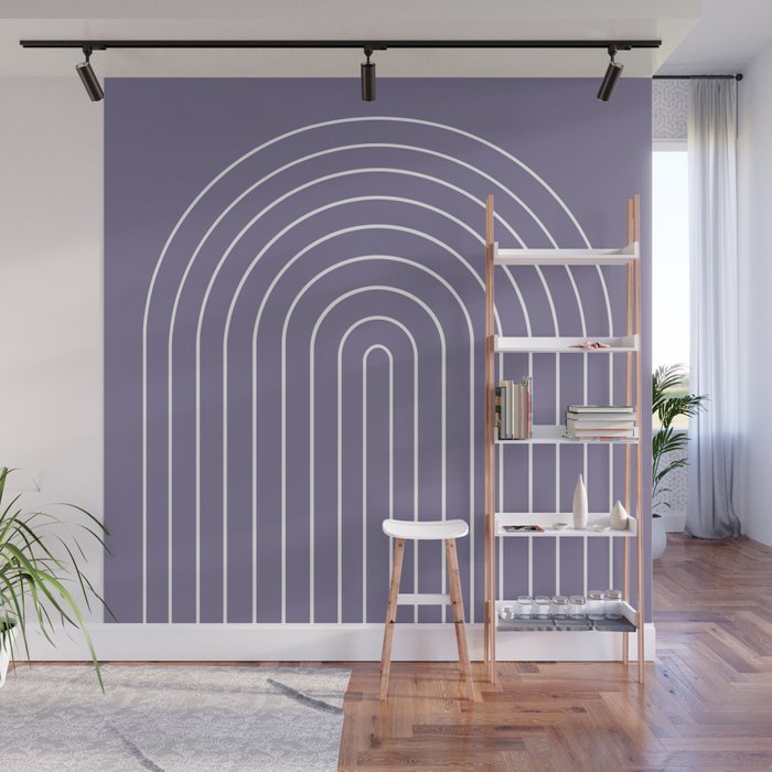Minimal Arch XXXII Lavender Purple Modern Geometric Lines Wall Mural Gallery Image 1