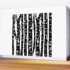 Woodcut Birches Black Wall Mural Gallery Image 2