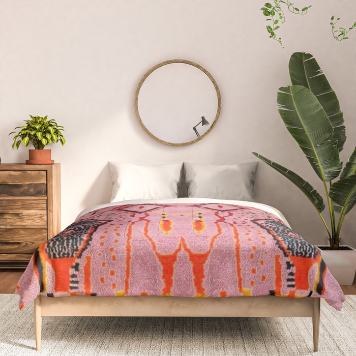 Traditional Pink Moroccan Rug Artwork Comforter Gallery Image 3