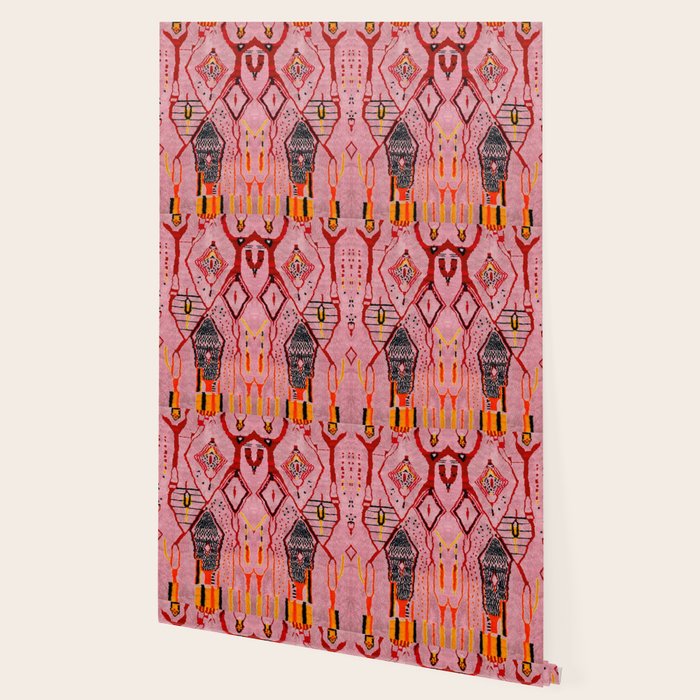 Traditional Pink Moroccan Rug Artwork Wallpaper Gallery Image 2