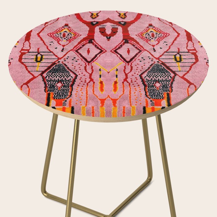 Traditional Pink Moroccan Rug Artwork Side Table Gallery Image 2