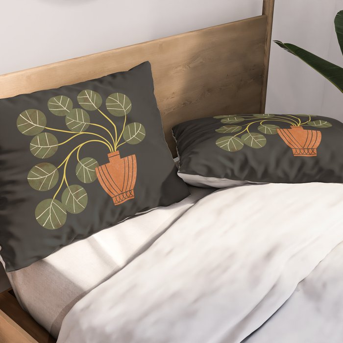 Leafy Plant In Vase Pillow Sham Gallery Image 2