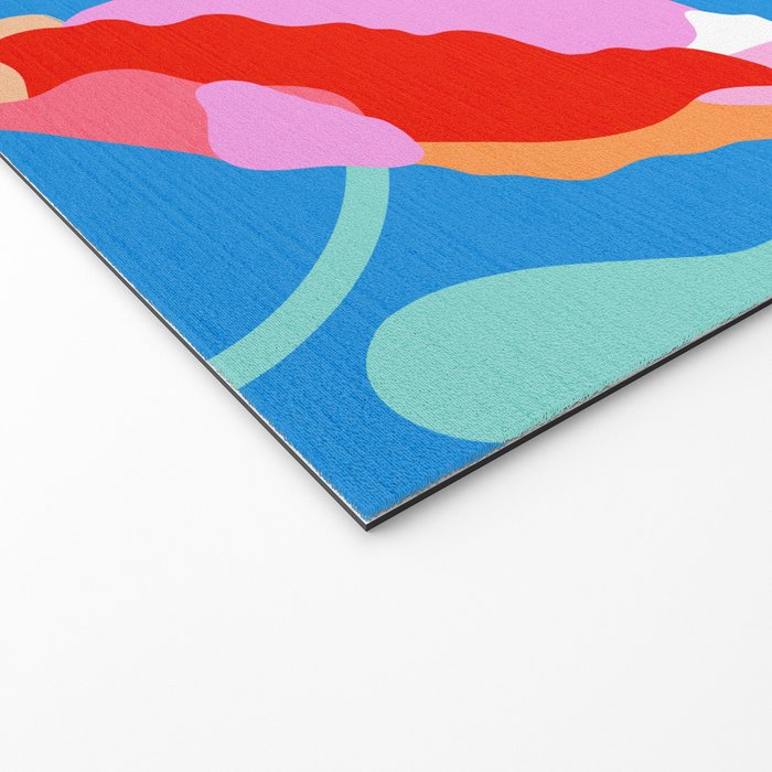 Happy Poppies 1. Red and pink on Azure BLUE Welcome Mat Gallery Image 2