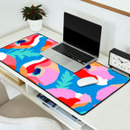 Happy Poppies 1. Red and pink on Azure BLUE Desk Mat Gallery Image 2