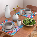 Happy Poppies 1. Red and pink on Azure BLUE Placemat Gallery Image 2