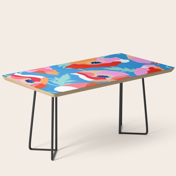 Happy Poppies 1. Red and pink on Azure BLUE Coffee Table Gallery Image 1