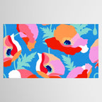 Happy Poppies 1. Red and pink on Azure BLUE Tablecloth Gallery Image 2