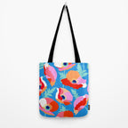 Happy Poppies 1. Red and pink on Azure BLUE Tote Bag Gallery Image 2