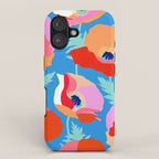 Happy Poppies 1. Red and pink on Azure BLUE iPhone Case Gallery Image 1
