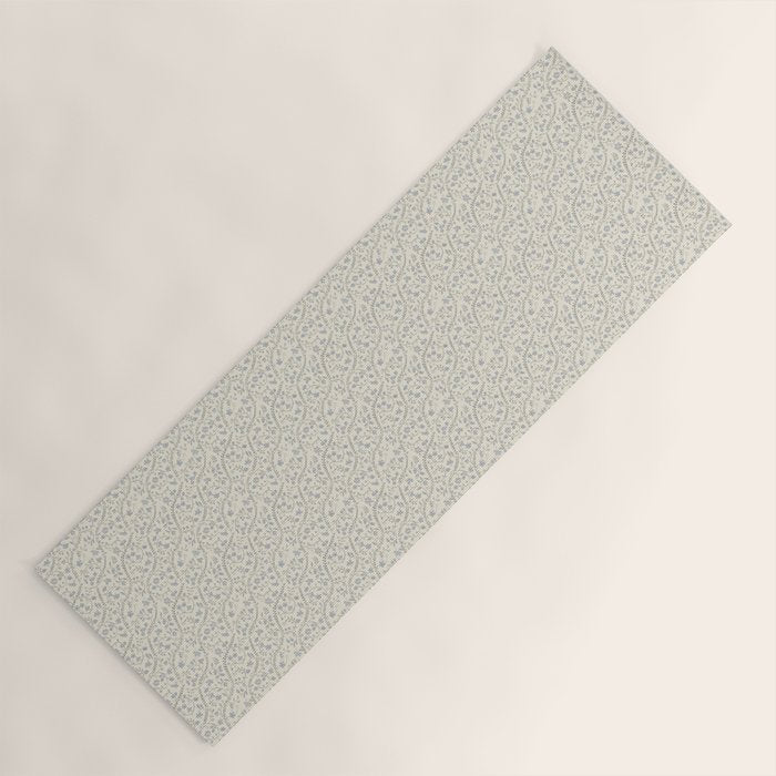 Diagonal Trailing Ditsy Floral - Cream Blue Yoga Mat Gallery Image 1