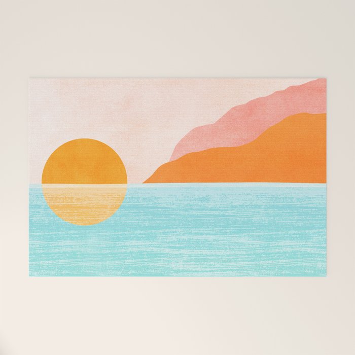 Island Sunset Abstract Landscape Welcome Mat Gallery Image 1