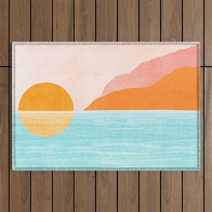 Island Sunset Abstract Landscape Outdoor Rug Gallery Image 1