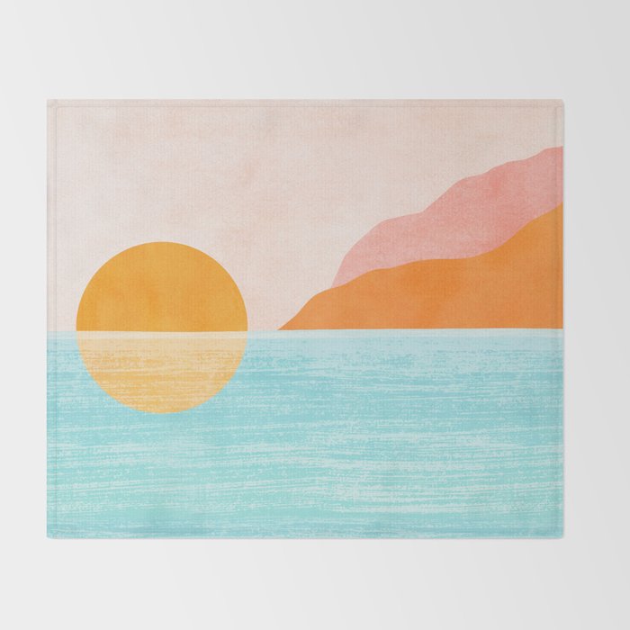 Island Sunset Abstract Landscape Throw Blanket Gallery Image 2