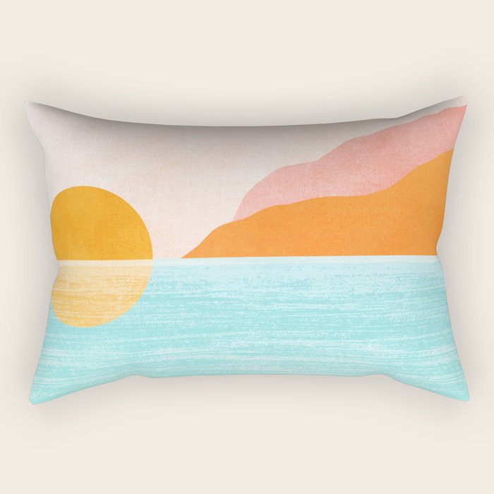 Island Sunset Abstract Landscape Rectangular Pillow Gallery Image 1