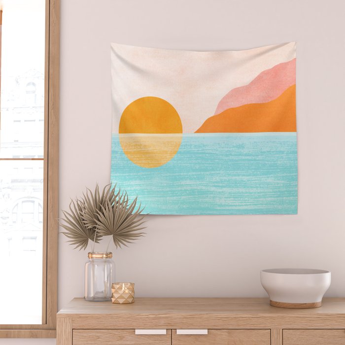 Island Sunset Abstract Landscape Wall Tapestry Gallery Image 2