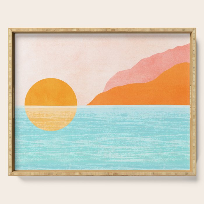 Island Sunset Abstract Landscape Serving Tray Gallery Image 1