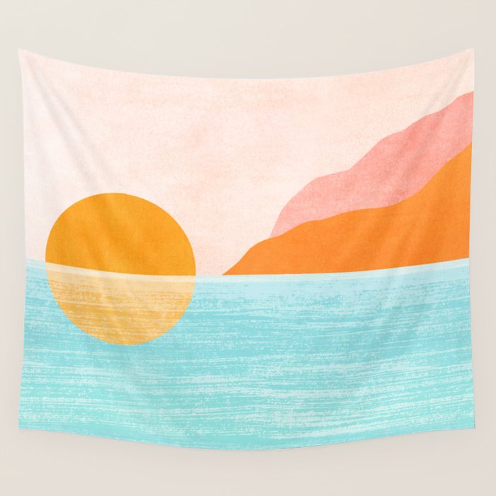 Island Sunset Abstract Landscape Wall Tapestry Gallery Image 1