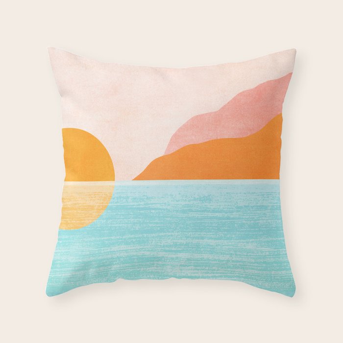 Island Sunset Abstract Landscape Throw Pillow Gallery Image 6